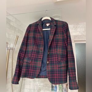 J. Crew Red and Green Plaid Blazer